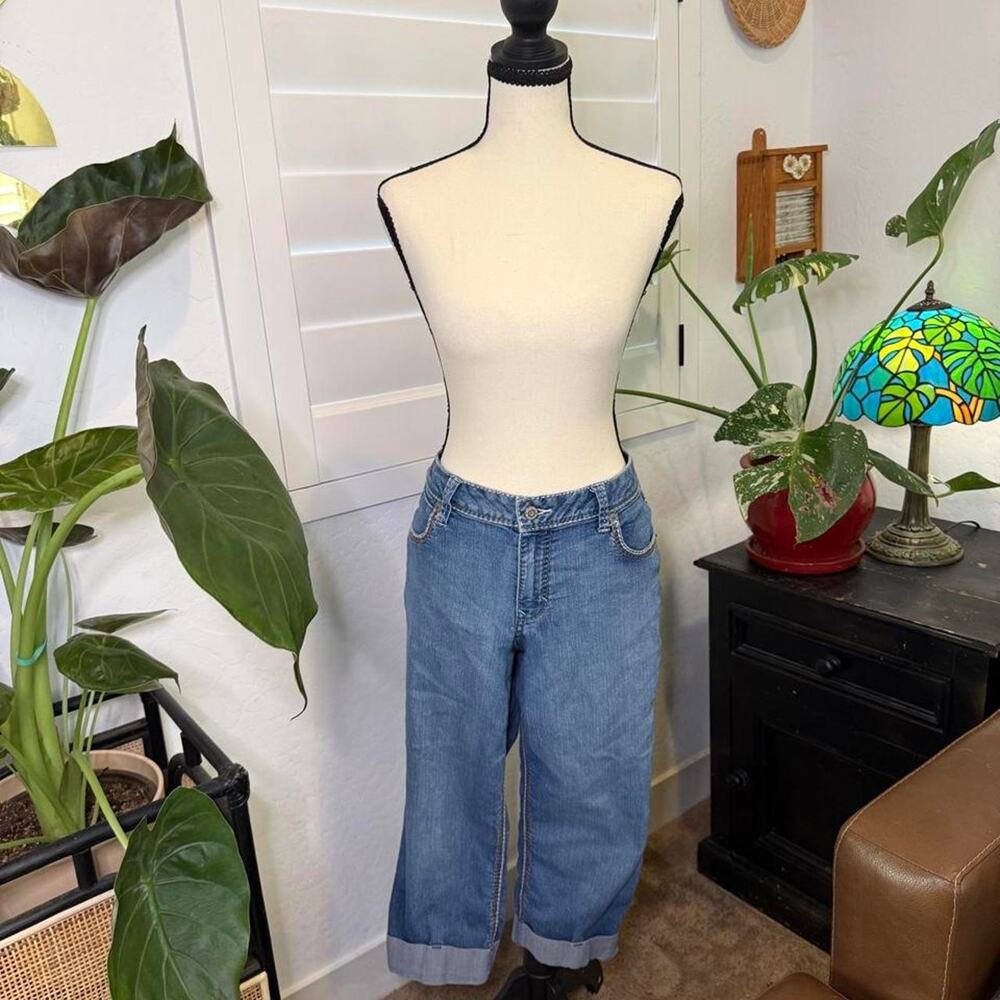 A.N.A. Y2K Cropped Capri Jeans Contrast Stitch Denim Boho Western Size 12